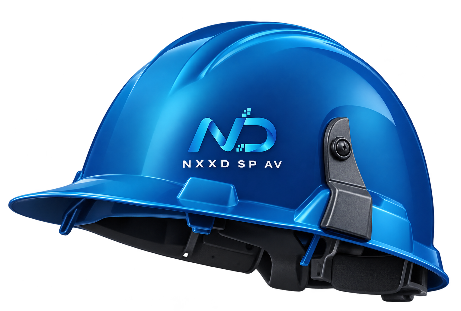 Glossy Blue Safety Helmet with NXXD SP AV Logo